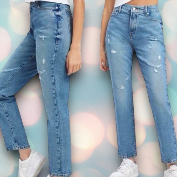 Good American Women’s Distressed High-Rise Straight Denim Jeans Size 6 - Picture 1 of 7